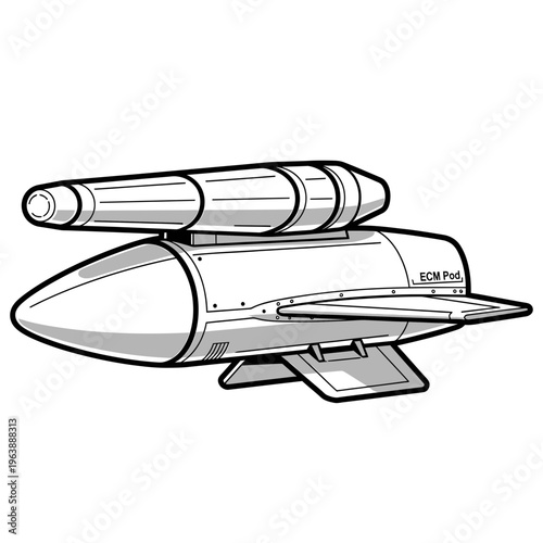 Detailed drawing of a spaceship model.