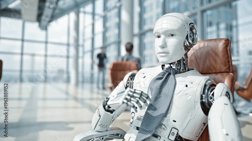 AI robot with artificial intelligence in the enterprise corporate setting, technology and business concept