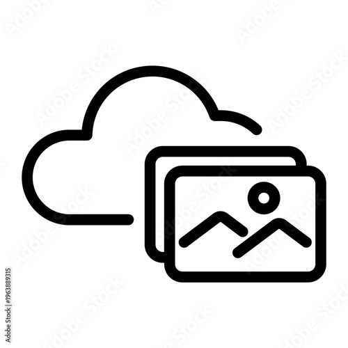 Cloud Photo Storage Line Icon