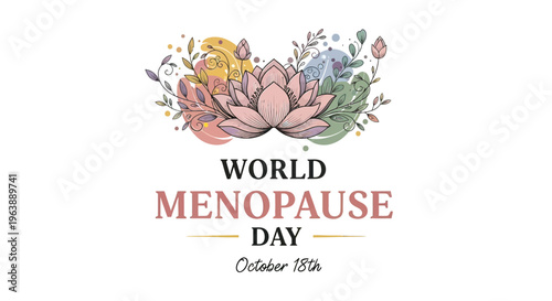 World Menopause Day Lotus Flower Illustration.