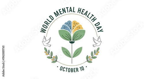 World Mental Health Day Logo Illustration.
