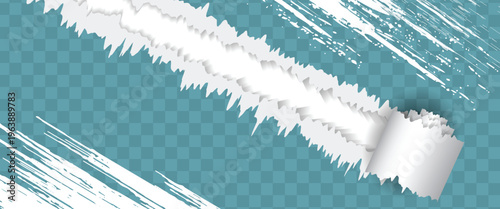 Gray background with copyspace and torn paper edge. Vector illustration.