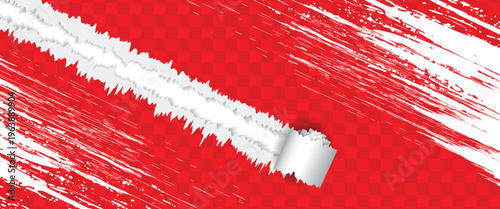 Gray background with copyspace and torn paper edge. Vector illustration.