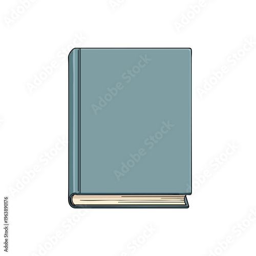A simple, closed, light blue book with cream-colored pages, depicted against a white background