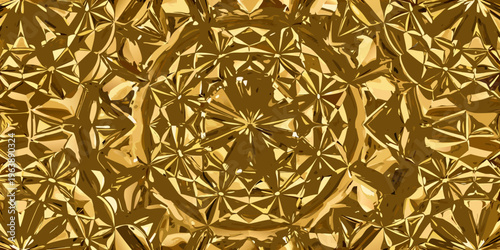 Abstract golden texture with repeating geometric crystalline patterns