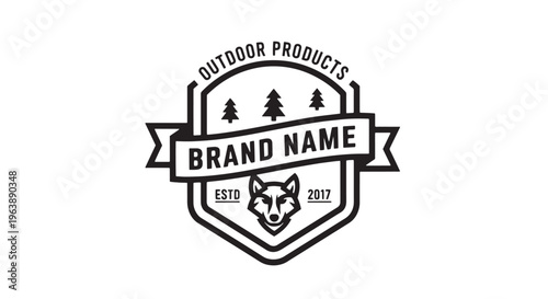 Outdoor Products Brand Emblem in Black and White Style