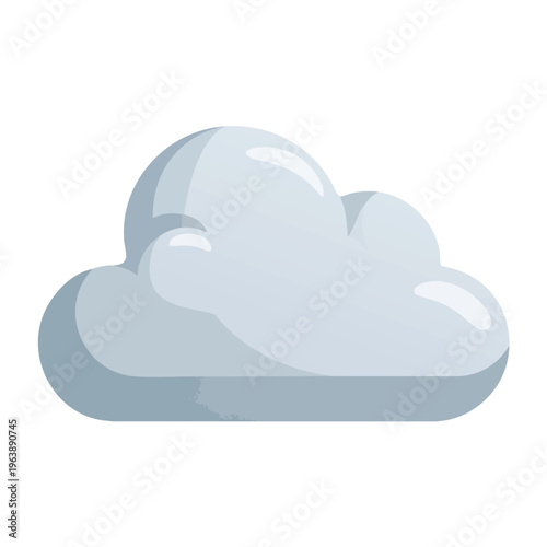 A fluffy, grey cloud with highlights and a textured bottom edge