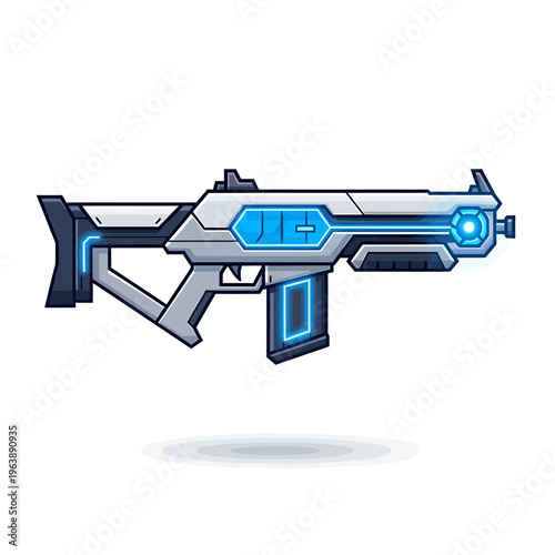 Futuristic blue and grey scifi gun.