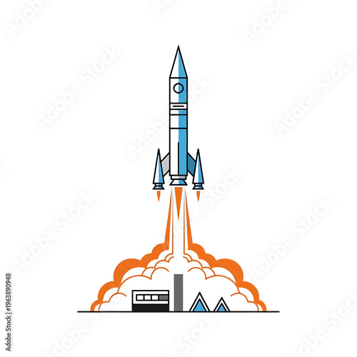 Rocket Ship Launching into Space.