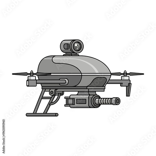 Drone with camera and propellers.