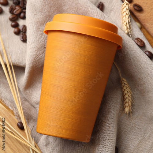 Eco Friendly Reusable Mug with Sustainable Lifestyle Concept