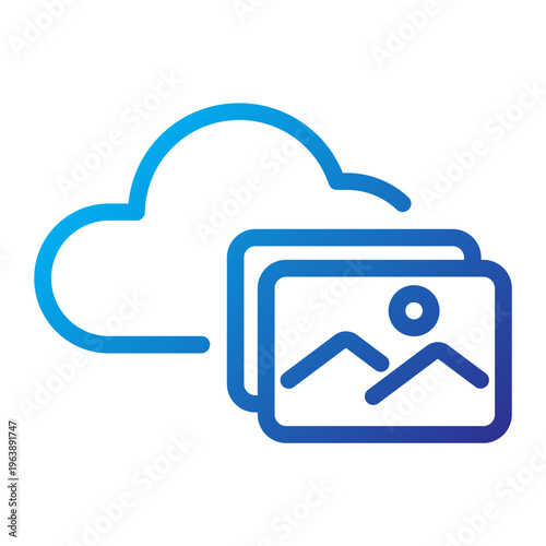 Cloud Photo Storage Blue Line Gradient Icon