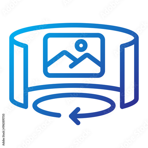 Panoramic Image View Blue Line Gradient Icon