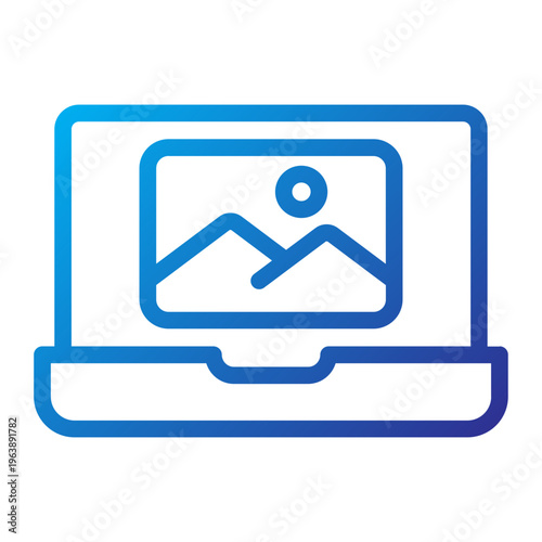 Laptop Image Preview Blue Line Gradient Icon