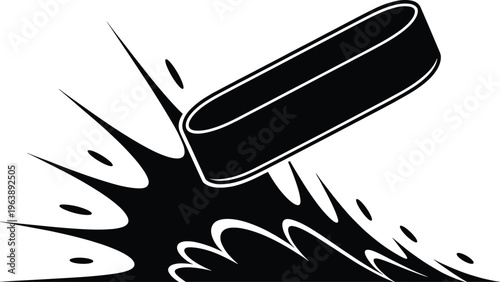 Black and white of a stamp hitting paper symbol mark stamp, paper, black and white, symbol, mark, hit, crash, splat, creative, abstract, black, white, hitting, surface, creating, effect, lines, shadin
