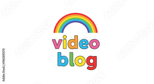 Colorful video blog title design featuring a bright rainbow symbol and playful multi-colored typography for social media.