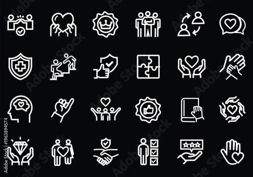 Trust icon set. Editable line icons. Vector illustration.
