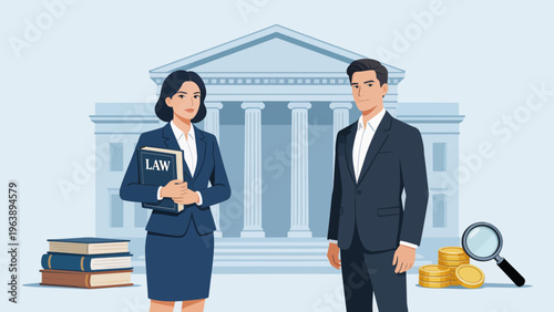 Lawyers in front of courthouse