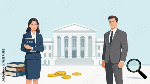 Lawyers in front of courthouse