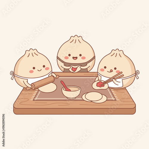 Cute Dumplings Making Food Together
