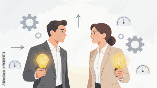 Business people with light bulbs