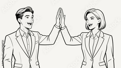Business people high five