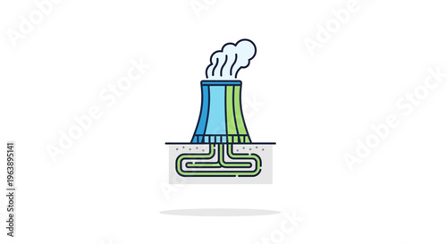 Modern Power Plant Cooling System Icon Symbolizing Industrial Energy and Sustainable Resource Management