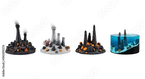 Hydrothermal Vents and Underwater Volcanic Chimneys Set