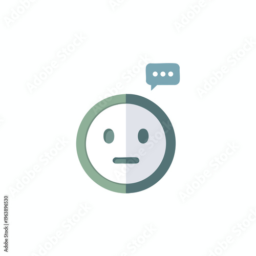 Neutral face with a thought bubble, communication icon