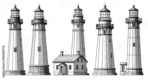 Vintage Lighthouse Illustrations Set