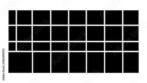 blank photo frames stamp grid with perforated edges a graphic resource for creative design and versatile template placeholders.