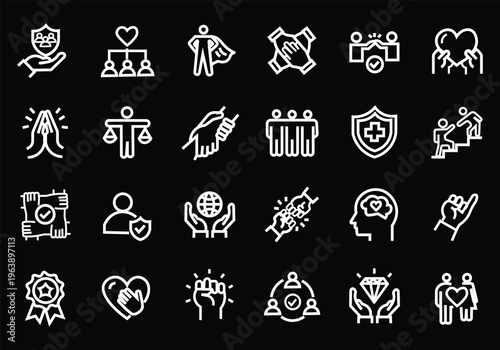 Society icon set. Editable line icons. Vector illustration.