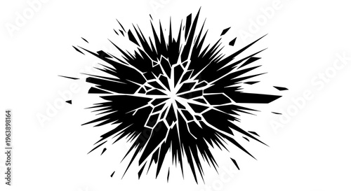 Black Ink Explosion Abstract Design Element.