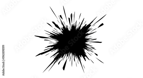 Black Ink Splatter on White Background.