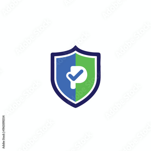 Blue and green shield with white 'P' and checkmark logo
