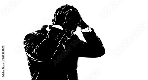 Man Adjusting Suit Jacket with Both Hands.