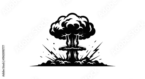 Nuclear Explosion Blast Cloud Illustration.