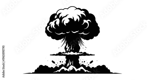 Nuclear Explosion Mushroom Cloud Illustration.