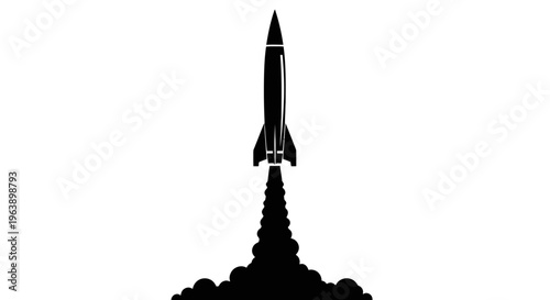 Rocket Launching into Space Silhouette.