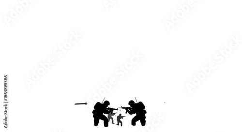Silhouetted Figures Engaging in Fencing Duel.