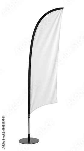 White blank feather flag mockup. Advertising bow flag banner for events. Isolated on transparent background, png