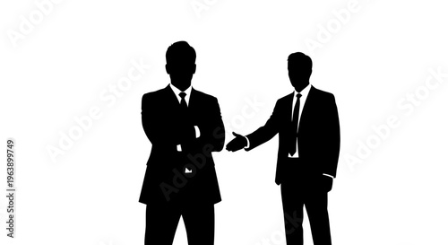 Two Businessmen Shaking Hands in Silhouette.