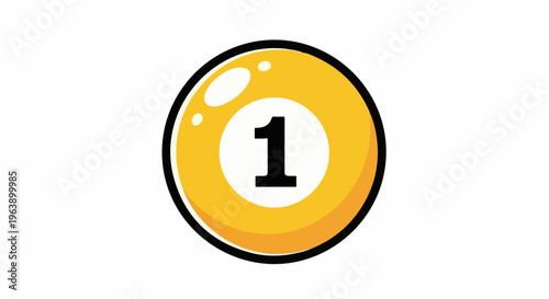 A bright yellow billiard ball with the number one prominently displayed