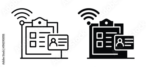 Modern Wireless Identification System Icon Set for Digital Security Applications