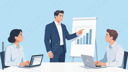 Business meeting with presentation