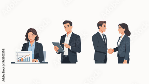 Business people in professional settings