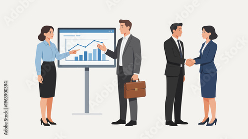 Business meeting with data presentation