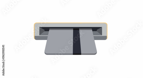 A minimalist graphic of a gray card partially inserted into a slot