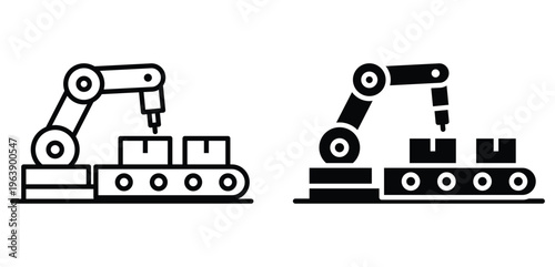 Industrial Automation with Robotic Arms and Conveyor Belts in Production Line