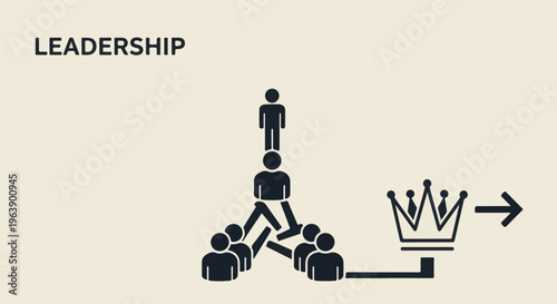 A hierarchical diagram of figures with a crown, representing leadership growth